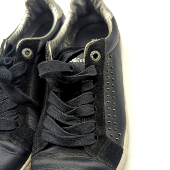 Zadig & Voltaire Studded Leather Low Top Black Sneakers - Picture 11 of 14